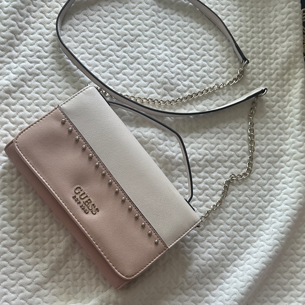 GUESS Two-Tone Pink and White Crossbody Bag